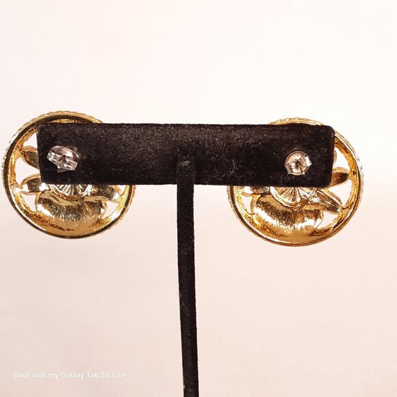 Spike Dome Stud Earrings Gold Tone Post Back - Picture 3 of 10